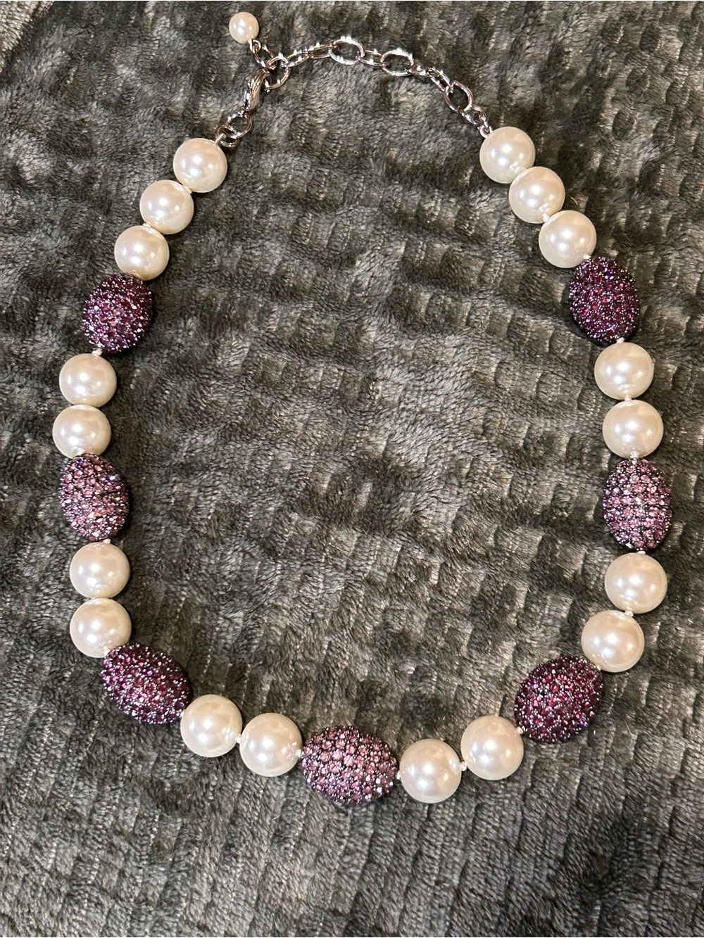 Joan Boyce Multi Colored Crystal Faux Pearl Necklace, 22” Long